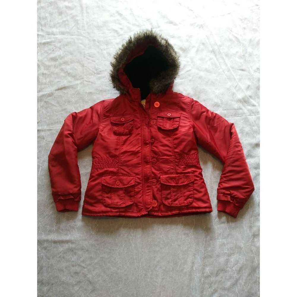 Womens Nori Red Winter Coat With Hood Size L